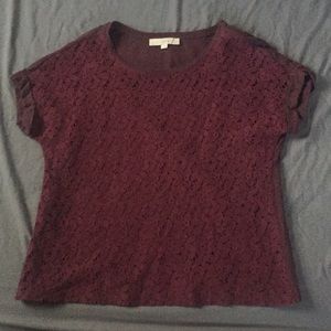 Maroon, flower overlay top